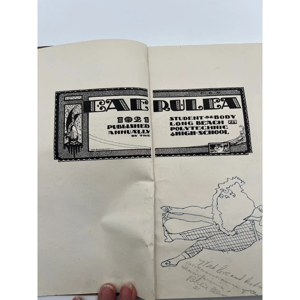 Vintage 1921 Caerulea Long Beach Polytechnic High School Yearbook California